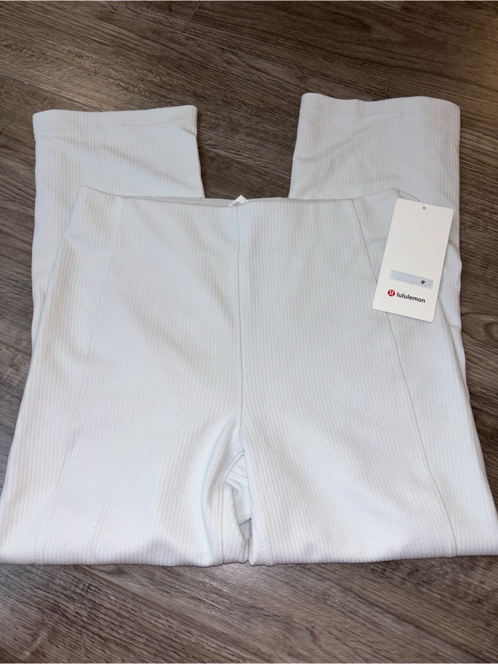 Lululemon White Ribbed Softstream Zip Leg Pants